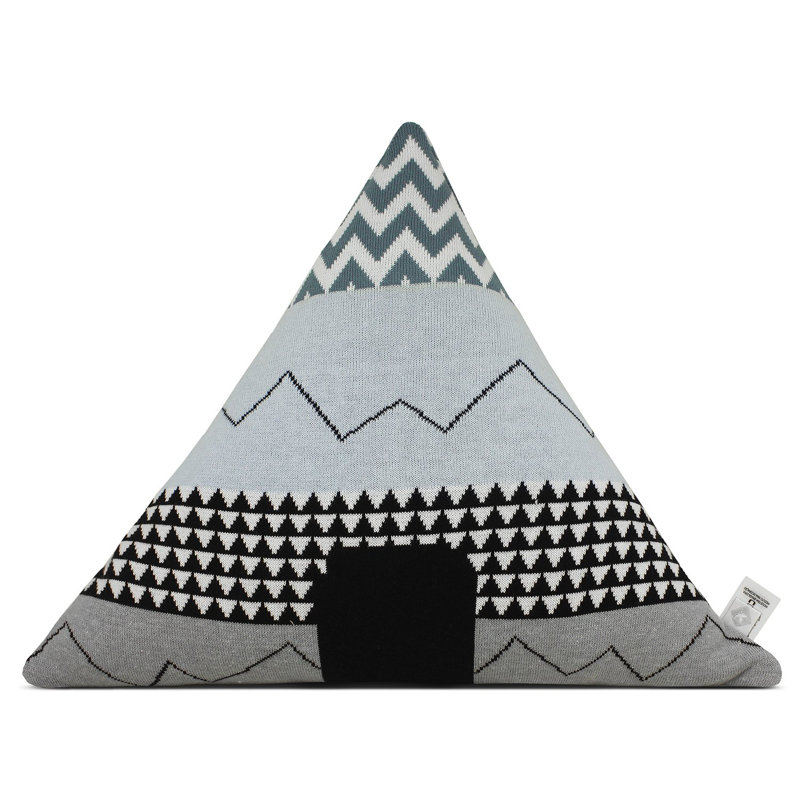 Geometric Cotton Blend Reversible Throw Pillow, Blue