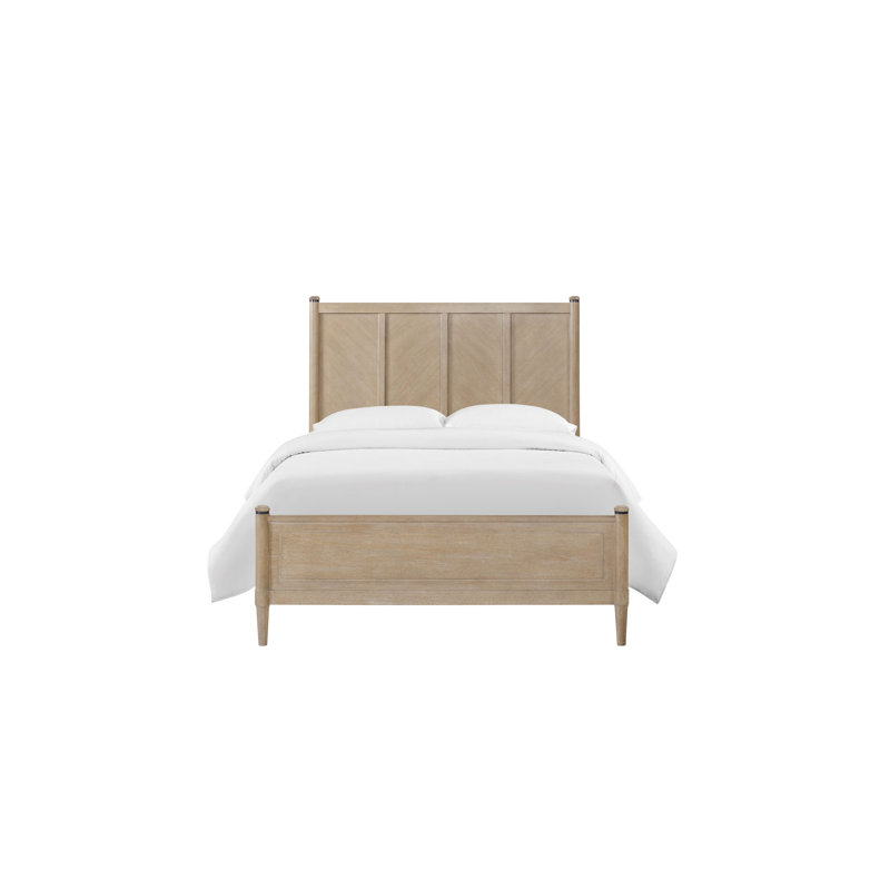 Joyner Low-Post Bed with Herringbone Headboard & Wooden Frame, Queen