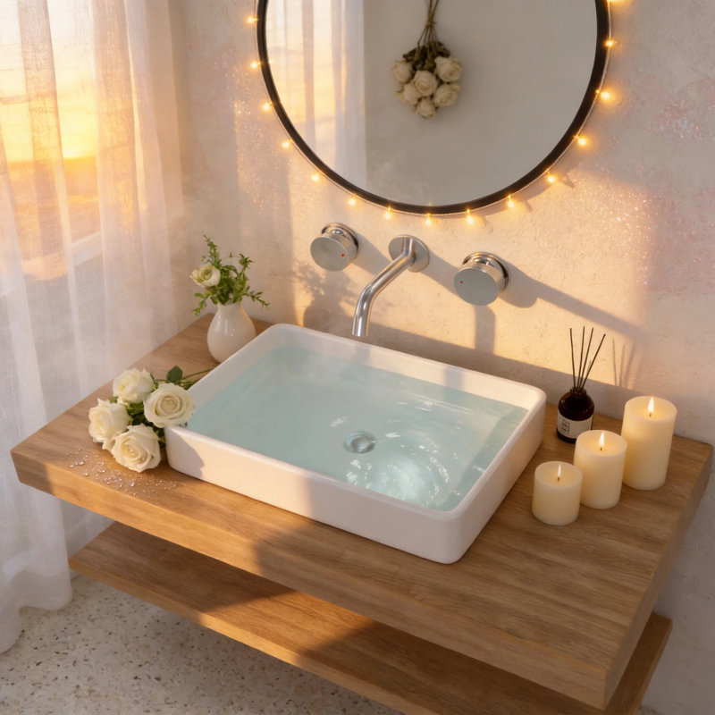 APRESSHUI 16'' Ceramic Rectangular Bathroom Sink, White