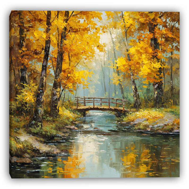 «Golden Bridge in Forest», art mural sur toile tendue