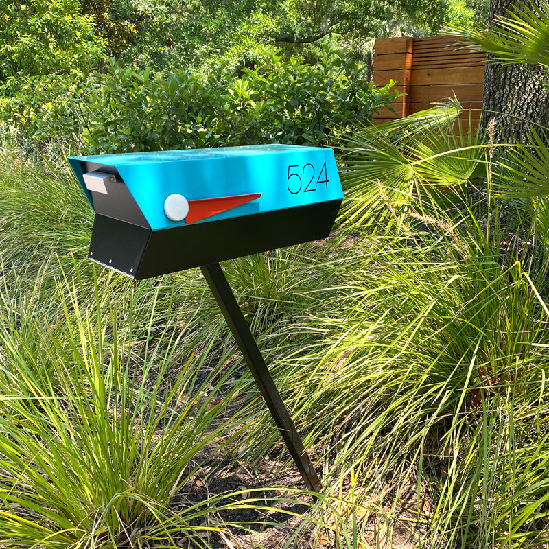 Boîte aux lettres moderne 2 tons, Noir / Turquoise