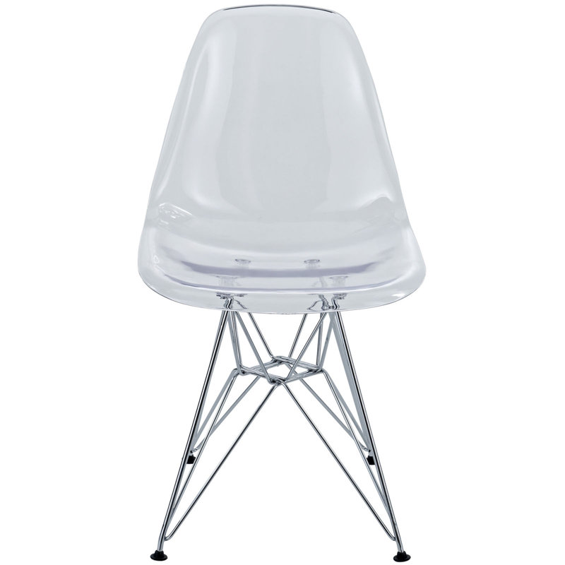 Modway Plastic Dining Chair in Clear with Wire Base