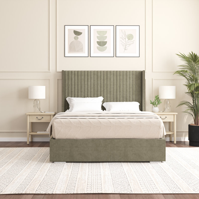 Shelton Upholstered Bed Frame, Asphalt, King (5')