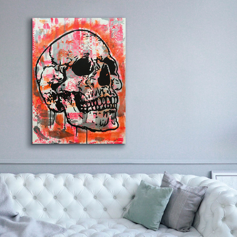 'Orange Skull' by Dean Russo Studios, Canvas Wall Art, 54" H x 40" W x 1.5'' D