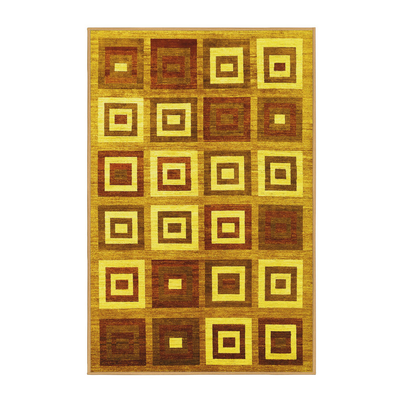 Tapis contemporains jaunes lavables à la machine 280, Rectangle 2 pi x 3 pi