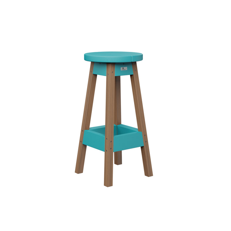 Tabouret de bar d'extérieur Berlin Gardens, Bleu Aruba, Acajou antique