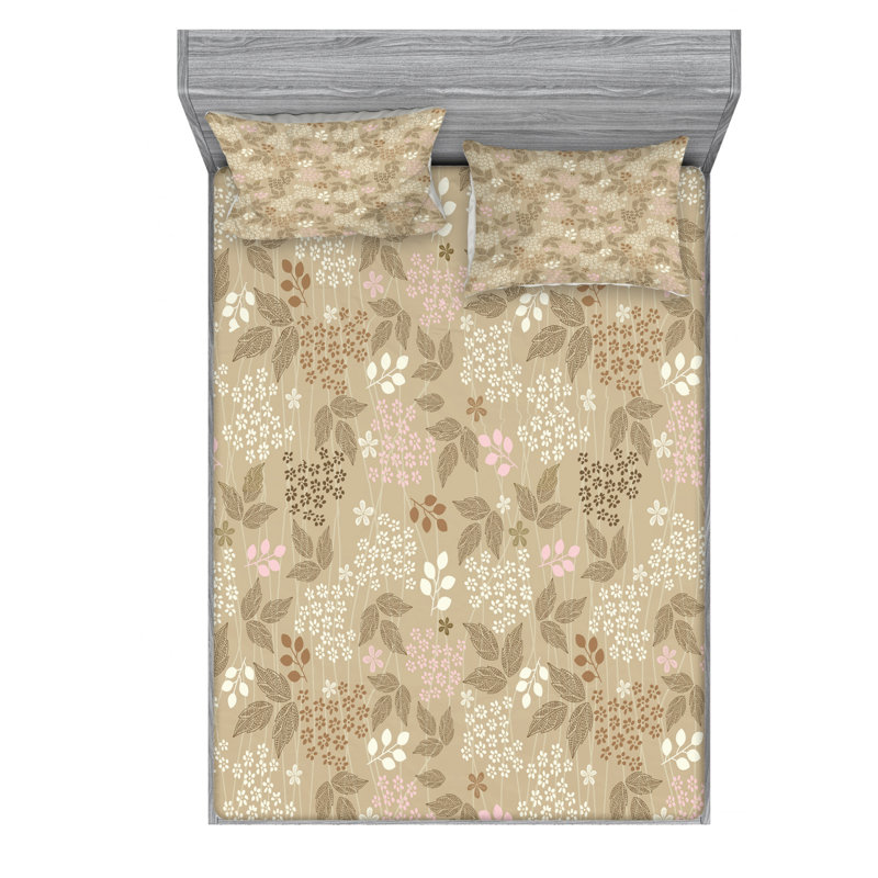 Microfiber Floral Sheet Set, Queen Sheet Set with Fitted Sheet