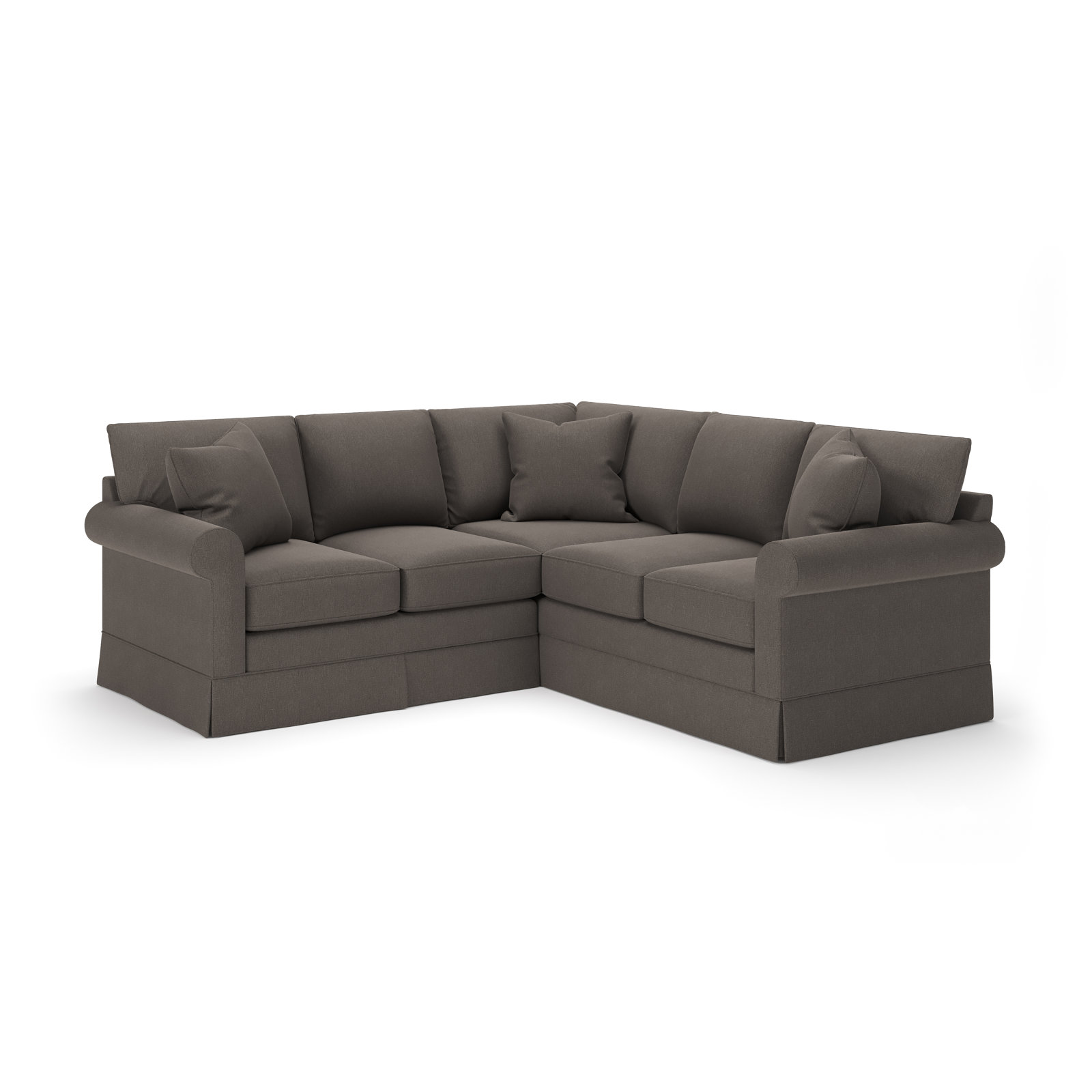 Friedman Upholstered L-Sectional, Drusky Charcoal Sustain® Basketweave