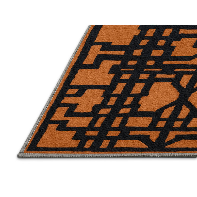 Tapis gris en treillis lavable à la machine, Rectangulaire 3 pi x 5 pi