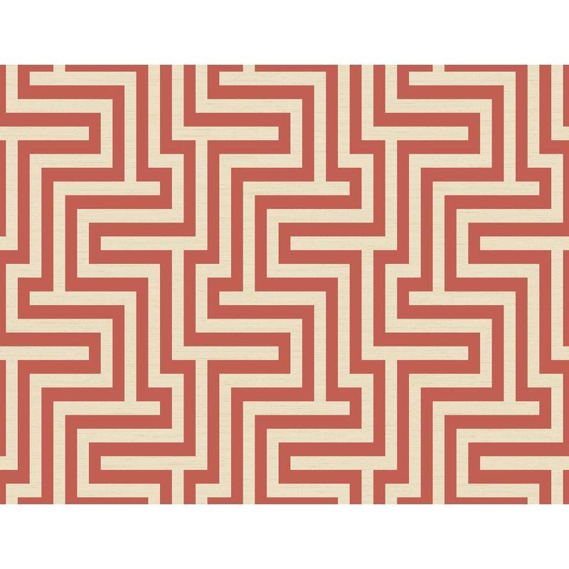 Rouleau de papier peint 27 pi x 27 po Snell Geometric Maze, Orange rouillé