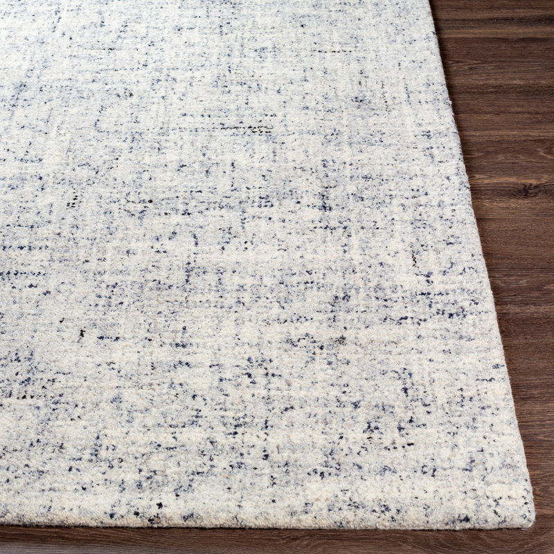 Tapis gris moyen en laine touffeté à la main Plimoth, Rectangle 2 pi x 3 pi