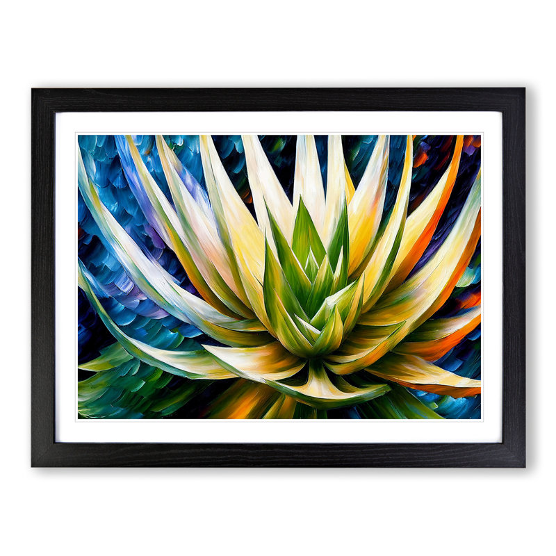 Aloe Vera Succulent Plant Vol.3 - Single Picture Frame Painting, 25cm H x 34cm W x 2cm D, Black