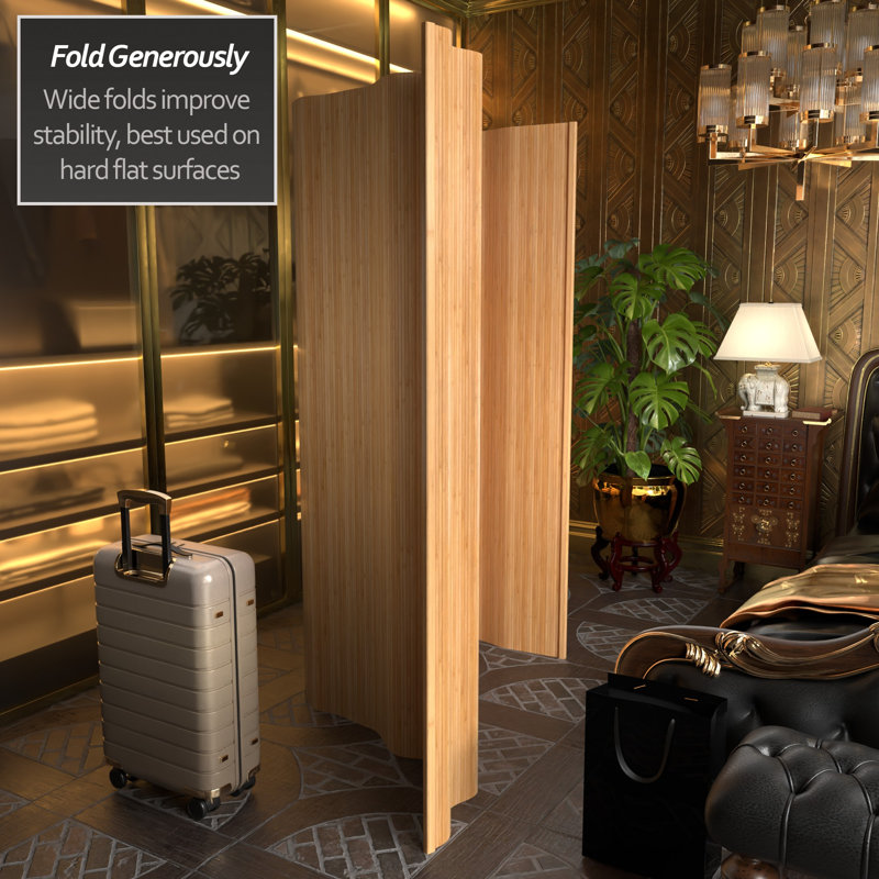 Siena Rolling Bamboo Room Divider, Honey, 6 ft. Tall