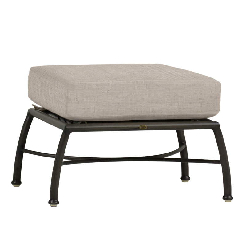 Majorca Outdoor Ottoman with Cushion, Dove Sunbrella® Linen, No Welt