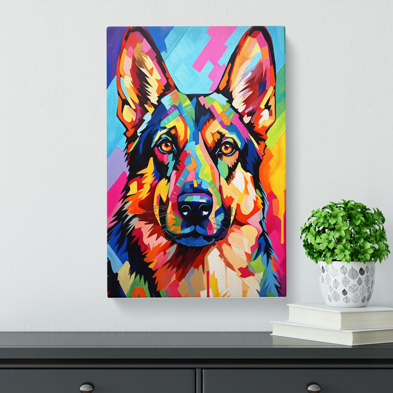 German Shepherd Futurism - Wrapped Canvas, 76cm H x 50cm W x 3cm D