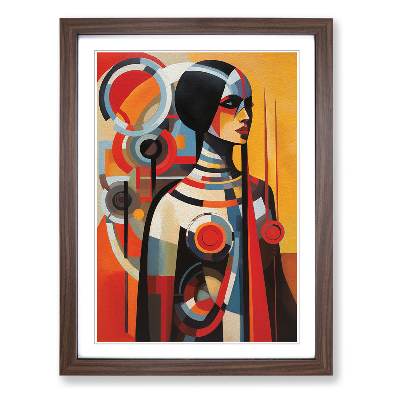 Indian Woman Constructivism No.4 - Framed Print, Walnut Framed, 64cm H x 46cm W x 2cm D