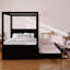 Lit plateforme à baldaquin avec lit gigogne ＆ 3 tiroirs de rangement, base de lit en bois pour chambre d'amis, petit espace-671761879