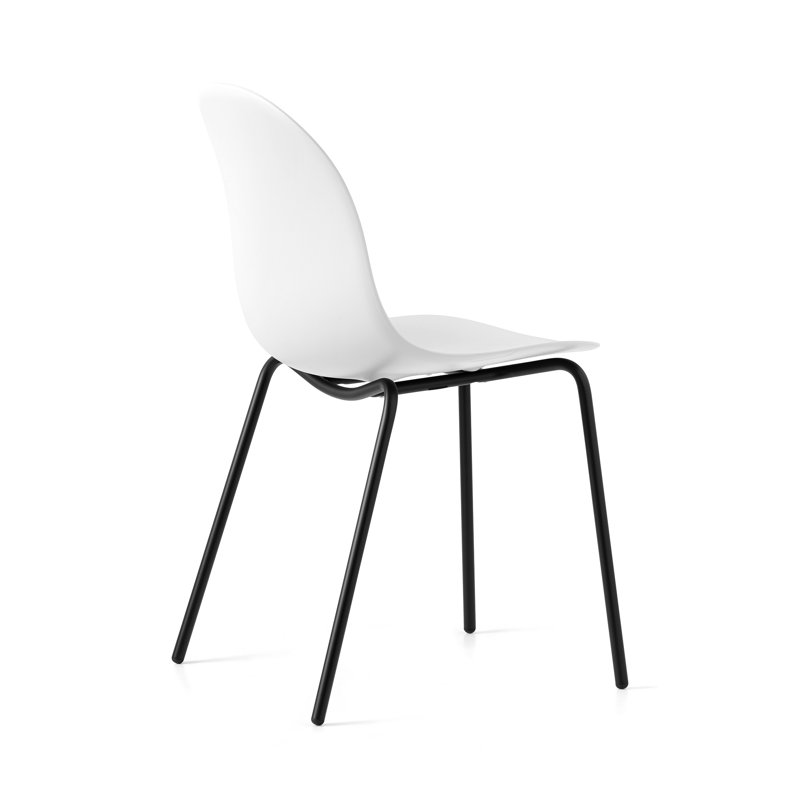 Academy Armless Chair with Metal Frame, Optic White/Matte Taupe