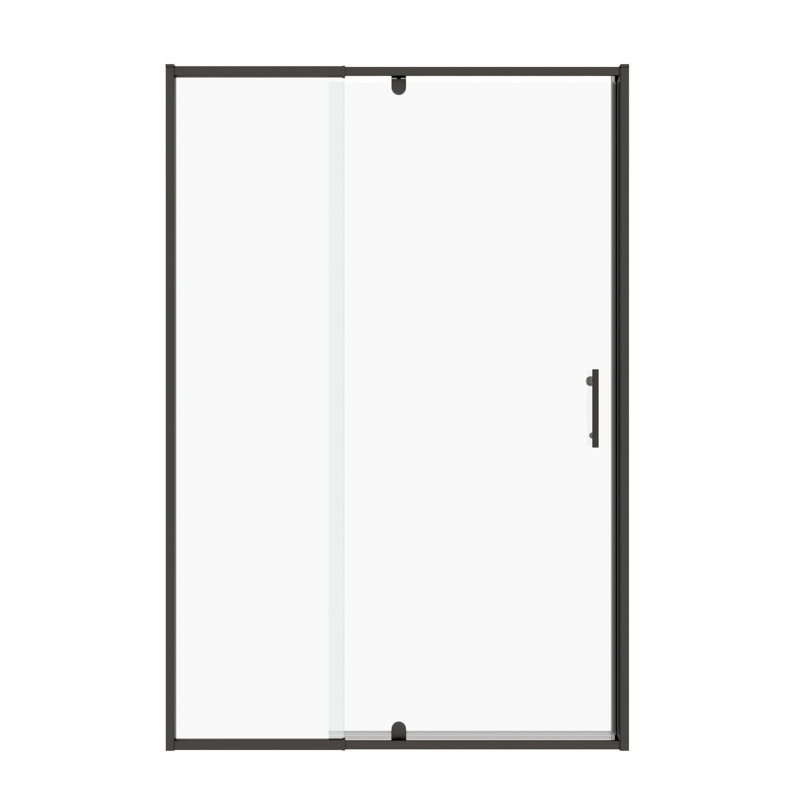 Black Framed Pivot Shower Door with Clear Glass
