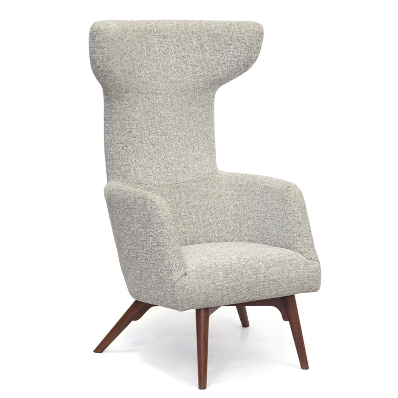 Fauteuil à oreilles rembourré Ohio, Noyer, Onix 59