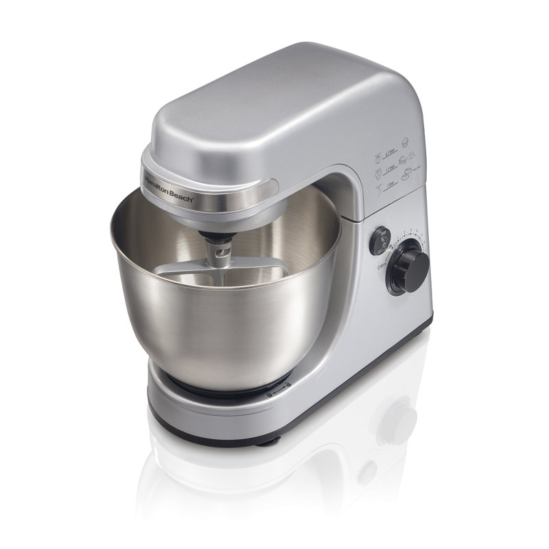 Hamilton Beach® 7-Speed 4-Quart Electric Stand Mixer with Splash Guard, Dough Hook, Flat Beater, and Whisk Attachments