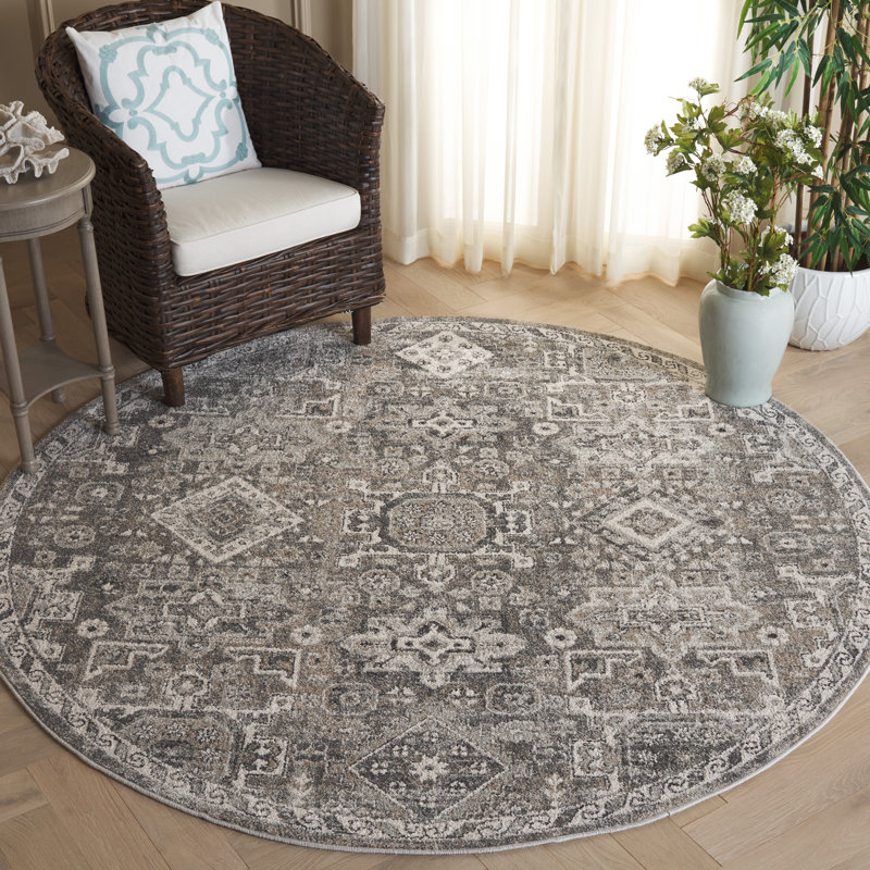 Kolbyn Vintage Tabriz Performance Oriental Rug, Round 6'7"
