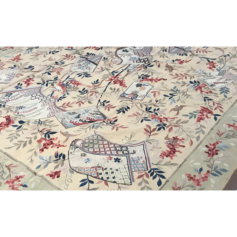 Aubusson Renaissance Wool Floral Area Rug