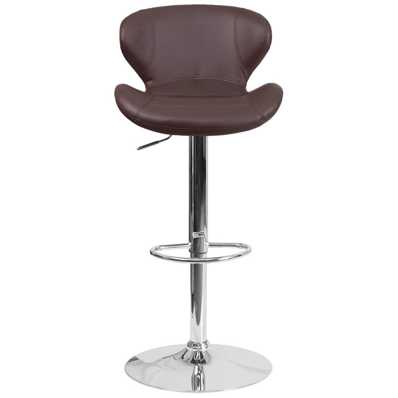 Tabouret de bar réglable en vinyle Guajardo, Brun