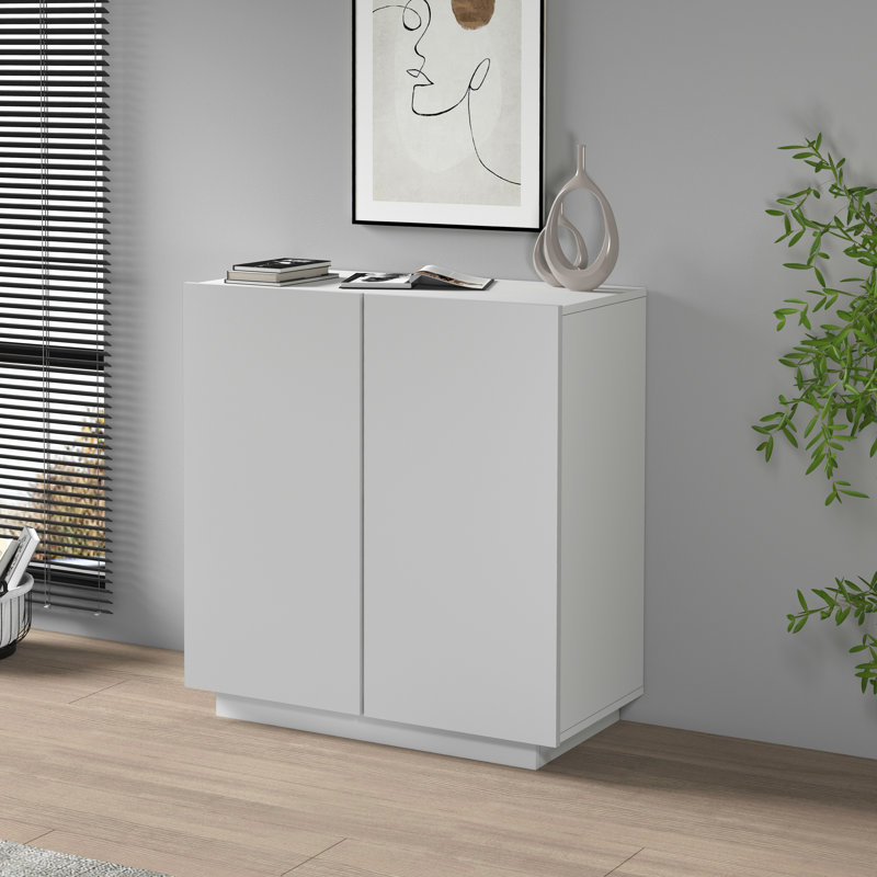 Sawaira 2 -Door 1 -Shelf Storage Cabinet, Ligth Grey