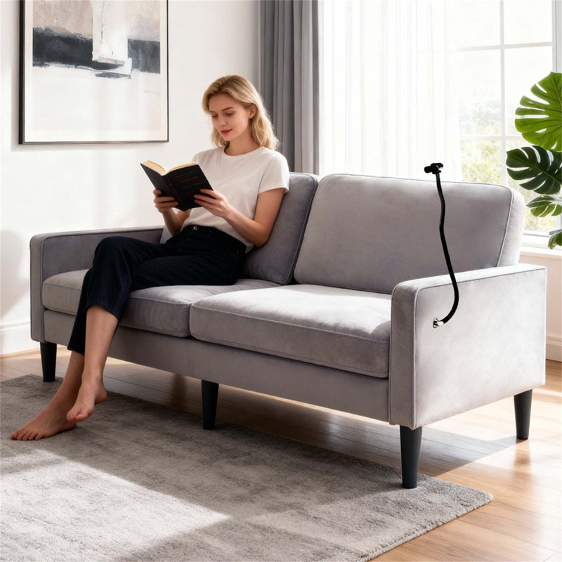 Modern Loveseat Sofa With Reclining Function, Removable Cover, And Solid Wood Frame For Small Spaces.