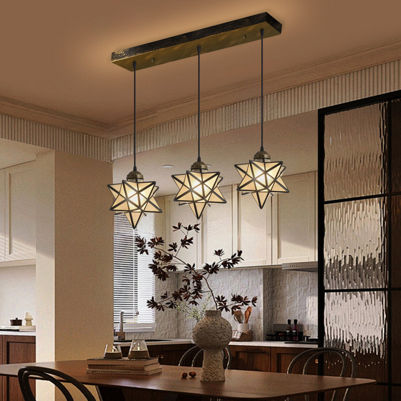 Lustre en verre avec lumière chaude, Gelé