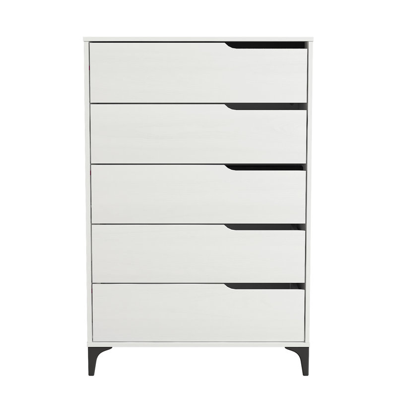 Commode 5 tiroirs Norcross, Blanc