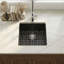 Black Quartz Composite Undermount Bar Sink, 17.3" x 17.3" Square Granite Composite Prep Sink with Rear Drain, Noise-Reducing Single Bowl Sink for Bar & Kitchen Island