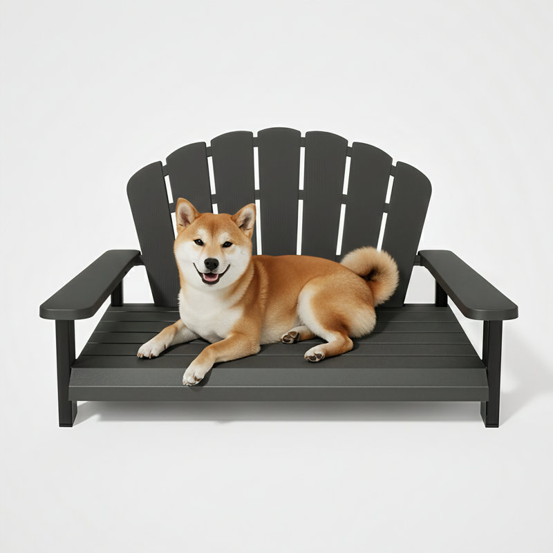 Lit pour chien en résine pour l'extérieur et l'intérieur, Noir