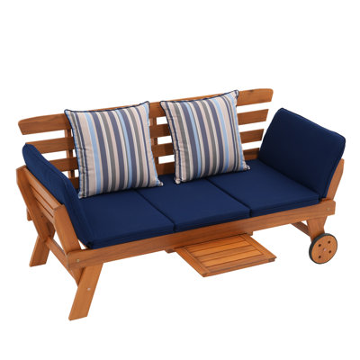 75.2’’ Acacia Outdoor Foldable Patio Daybed With Removable Cushions & Wheel by Winston Porter