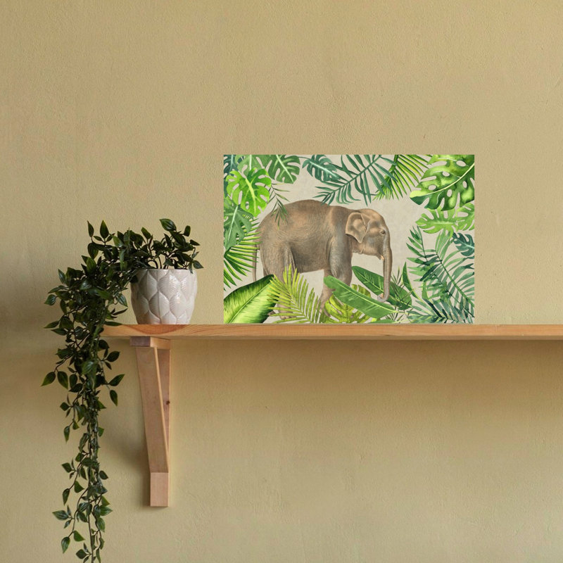 Elephant Among Tropical Leaves Serene Abstract Elephant Forest Nature Wall Art Print by Andrea Haase - Print