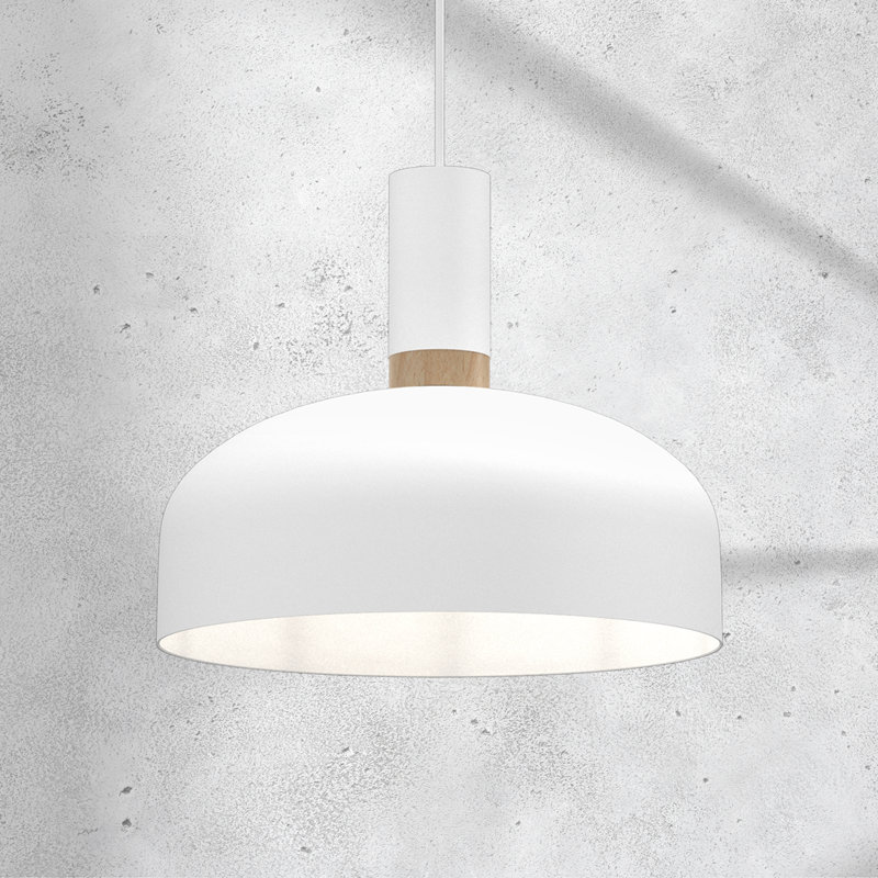 Malmo 1 - Light Dome Pendant, White/Wood