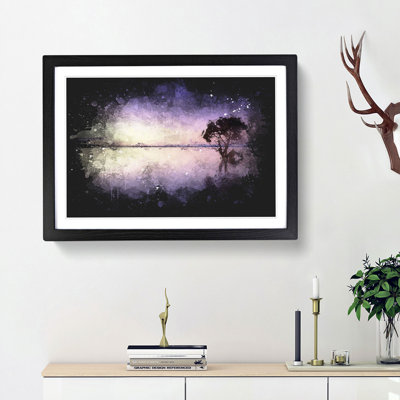 Tree Alone During a Purple Sunset - Picture Frame Graphic Art Print