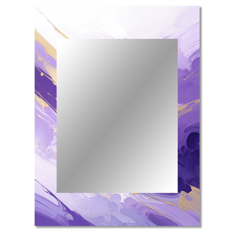 Purple and Gold Dynamic Abstractions I - Abstract Mirror, Purple Decorative Wall Mirror, Printed Metal Art, 40" x 30"