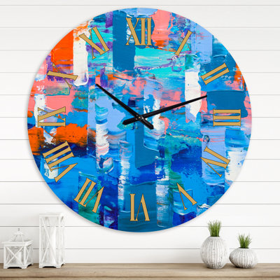 Matrice cubique bleue et orange - Horloge murale moderne