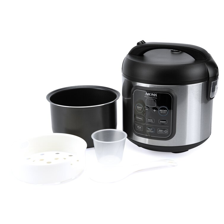 Aroma 8-Cup (Cooked) / 2Qt. Digital Rice & Grain Multicooker, Slow Cooker,  Automatic Keep Warm Mode, Steam Tray Included, Stainless Steel (ARC-994SB)
