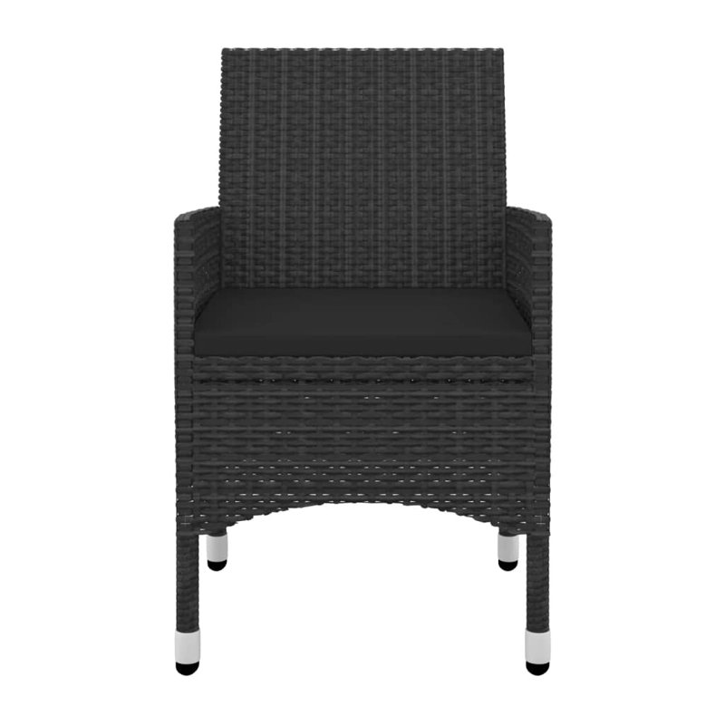 Rectangular 55.1" Long Dining Set with Cushions, Black, Black, 6