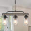 Suspension linéaire Laila à 3 lumières, intensité variable, style ferme, avec abat-jour en forme de pot Mason, pour îlot de cuisine