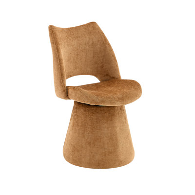 Chaise d'appoint moderne en chenille avec dossier creux, chaise de salle à manger et coiffeuse rembourrée, base en métal stable, sièges élégants pour la salle à manger ou la chambre à coucher (brun, ensemble de 1)