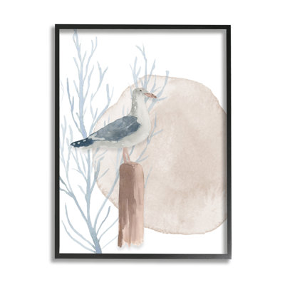 " Tranquil Seagull Nautical Bird Blue Coral Beach Post " by Lucille Price