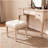 Small Padded Bench, Square Upholstered Rustic Ottoman Bench, Vanity Stools For Bedroom, 15.75" X 15.75" X 15.75" Beige