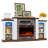 70" Electric Fireplace With Mantel, Farmhouse Fireplace Tv Stand For Tvs Up To 80 Inch, Realistic Stacked Stone Surround With Remote Control For Living Room