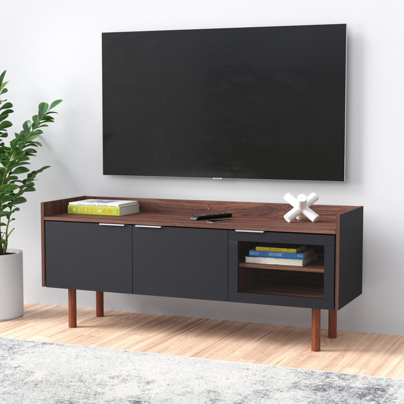 Cayla TV Stand for TVs up to 60", Walnut/Black