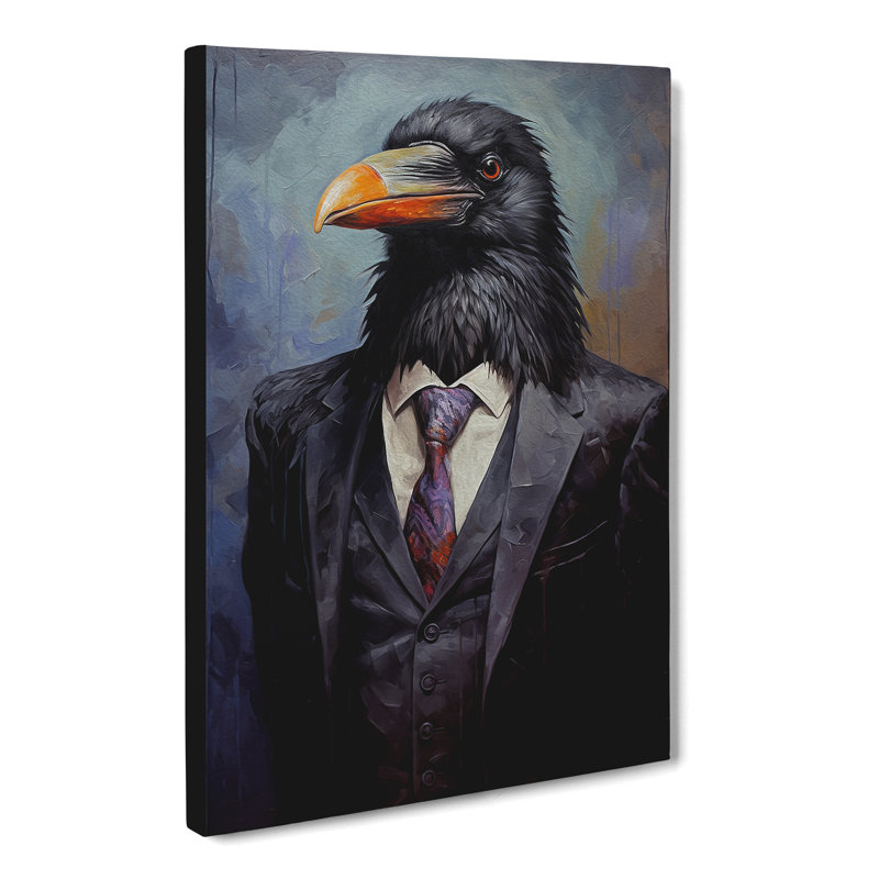 Raven in a Suit Painting No.4 - Wrapped Canvas, 60cm H x 40cm W x 3cm D