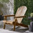 Folding Adirondack Chair Outdoor Wooden Accent Furniture Fire Pit Lounge Chairs,Foldable Design For Patio & Garden Relaxation With Slatted Back & Wide Armrests- Teak Finis
